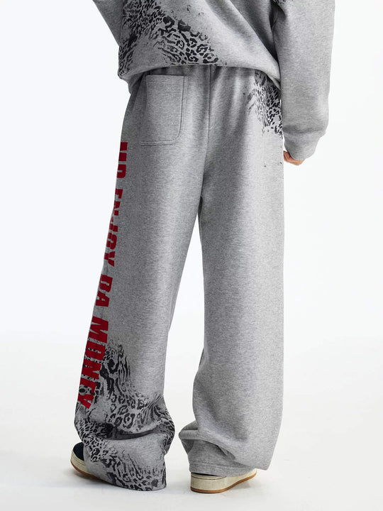 MEDM Leopard and Logo Print Baggy Sweatpants | Face 3 Face