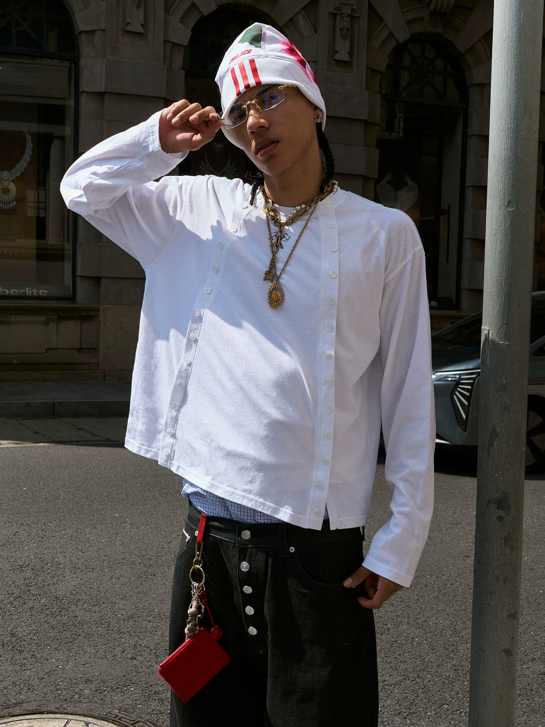 STEEPC Structured Print Double Breasted Long Sleeve Tee | Face 3 Face