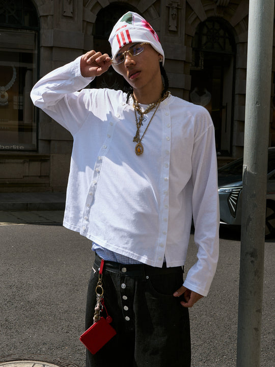 STEEPC Structured Print Double Breasted Long Sleeve Tee | Face 3 Face