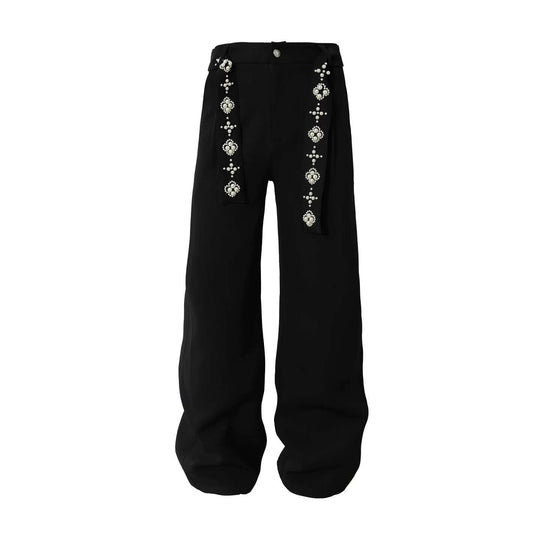 YADcrew Pearl Belt Suit Pants | Face 3 Face