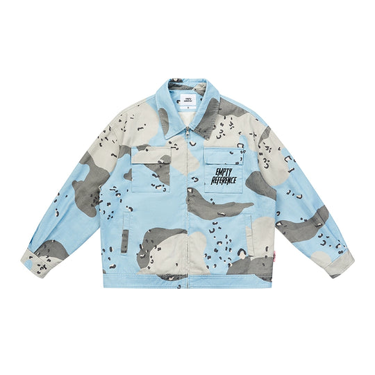 EMPTY REFERENCE Blue Camouflage Pockets Work Jacket | Face 3 Face