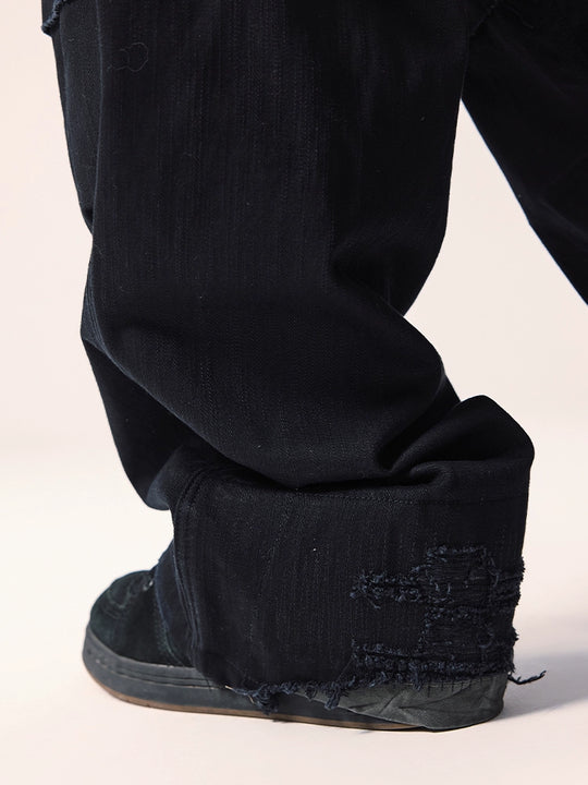 Remedy Distressed Hem Baggy Work Cargo Pants | Face 3 Face