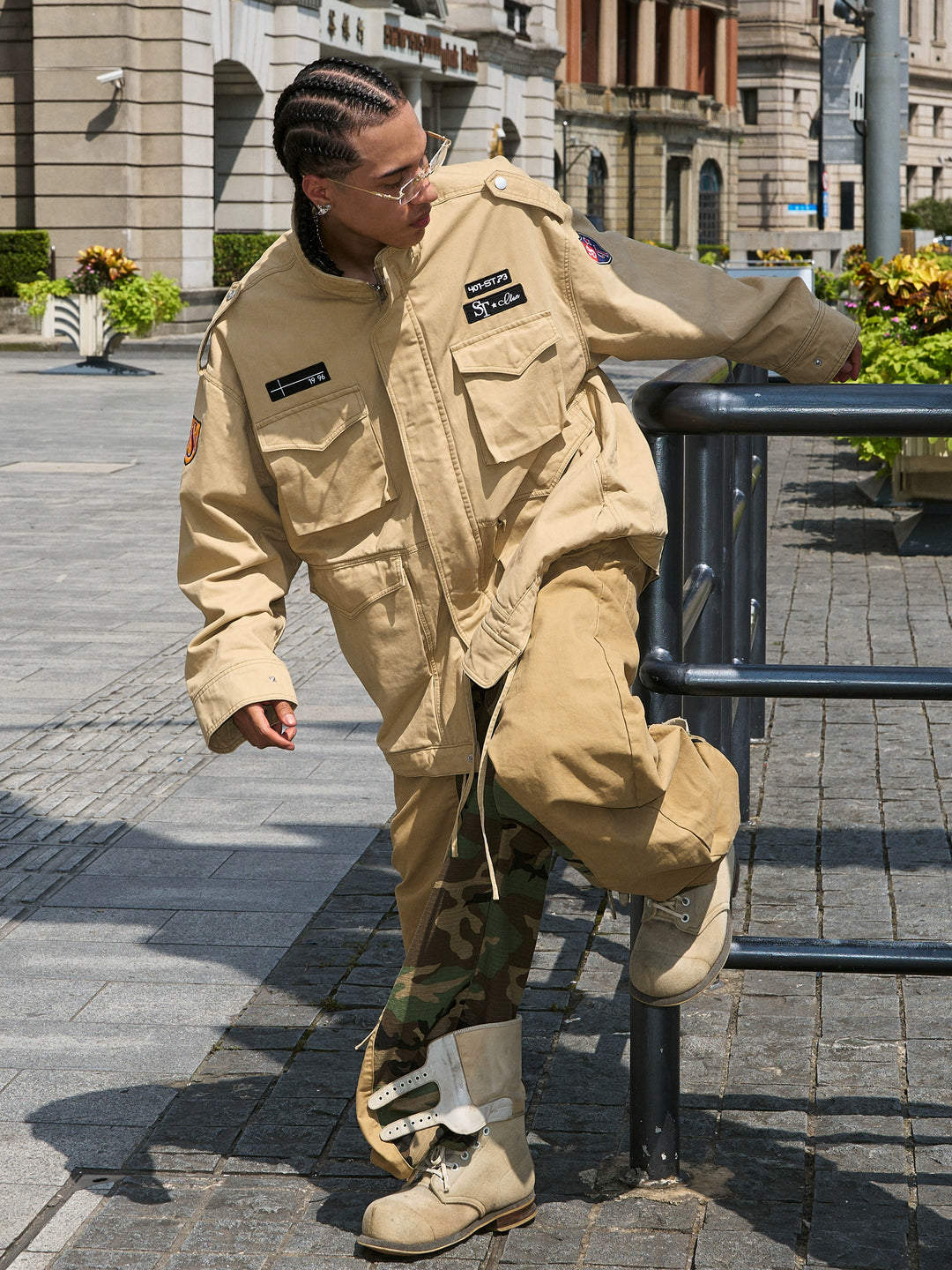 STEEPC Khaki Patch Embroidery M-65 Field Jacket | Face 3 Face