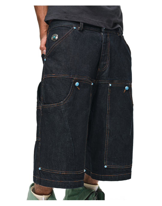 ANTIDOTE Blue Stone Studded Denim Shorts | Face 3 Face