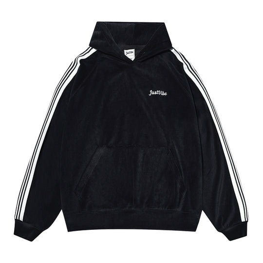 JUST VIBE Side Stripe Velvet Hoodie | Face 3 Face