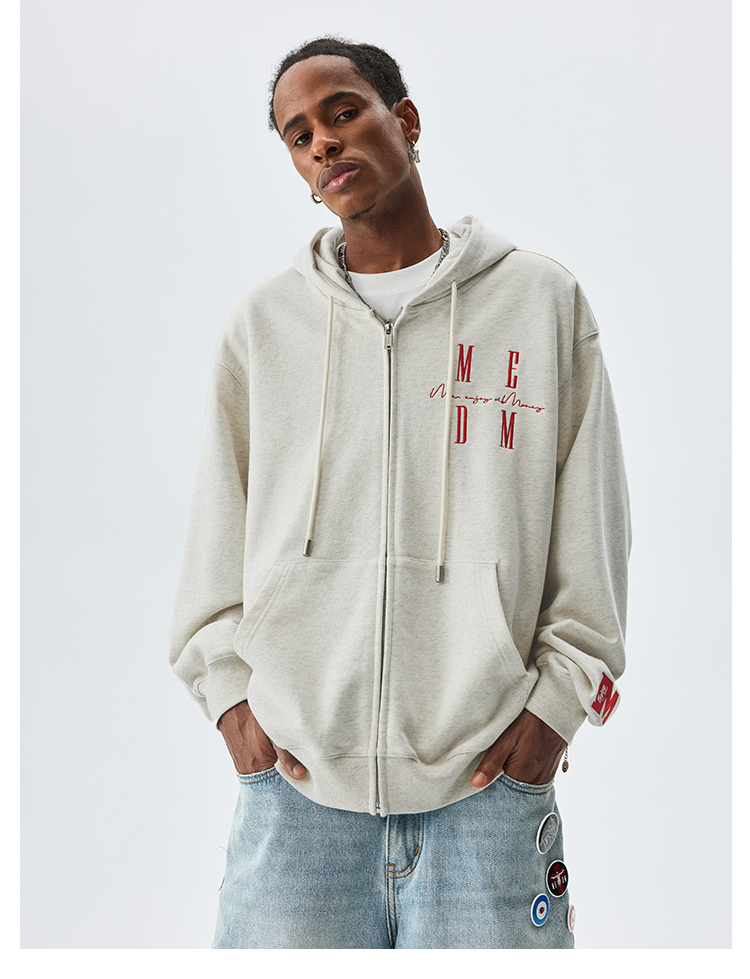 MEDM Basic Logo Embroidery Zip Up Hoodie | Face 3 Face