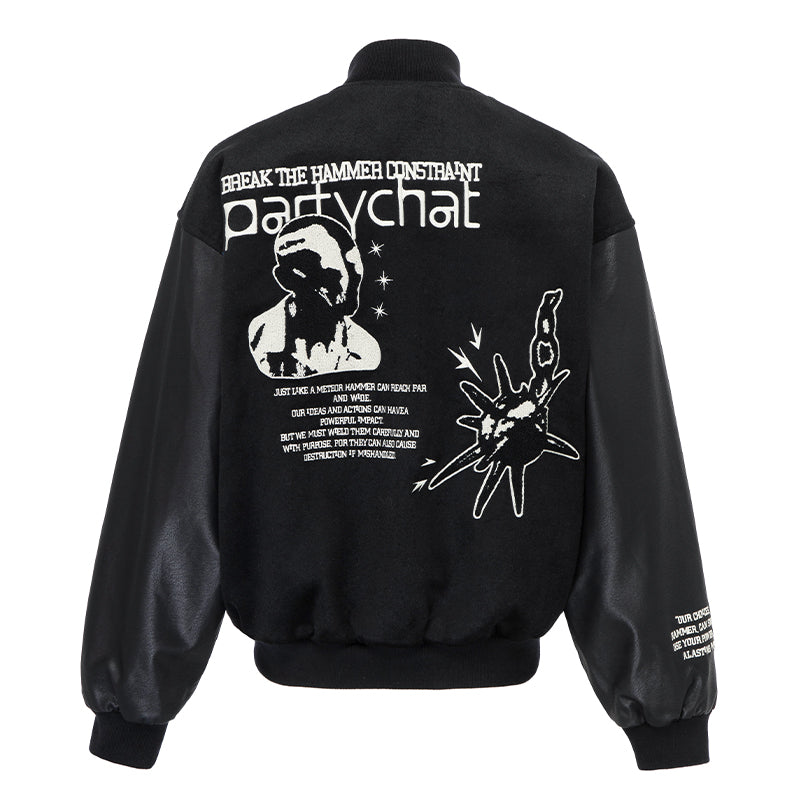 F2CE Embroidery Heavy Woolen Baseball Jacket