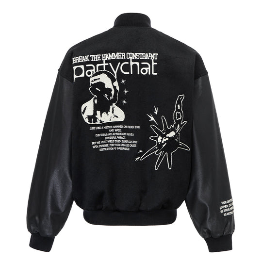 F2CE Embroidery Heavy Woolen Baseball Jacket