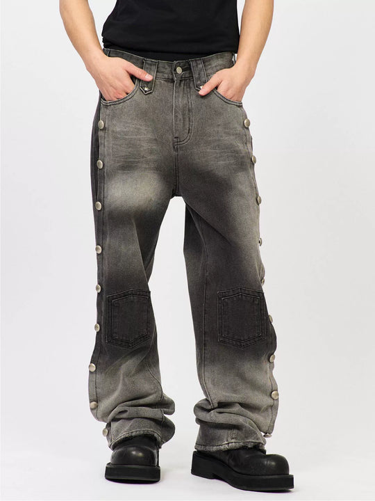 S45 Gradient Washed Metal Button Jeans | Face 3 Face