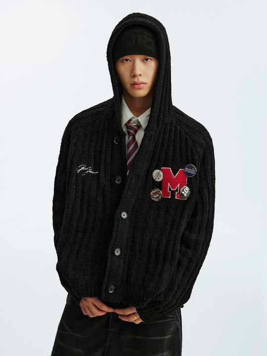 MEDM Stripe Knit Hooded Cardigan | Face 3 Face