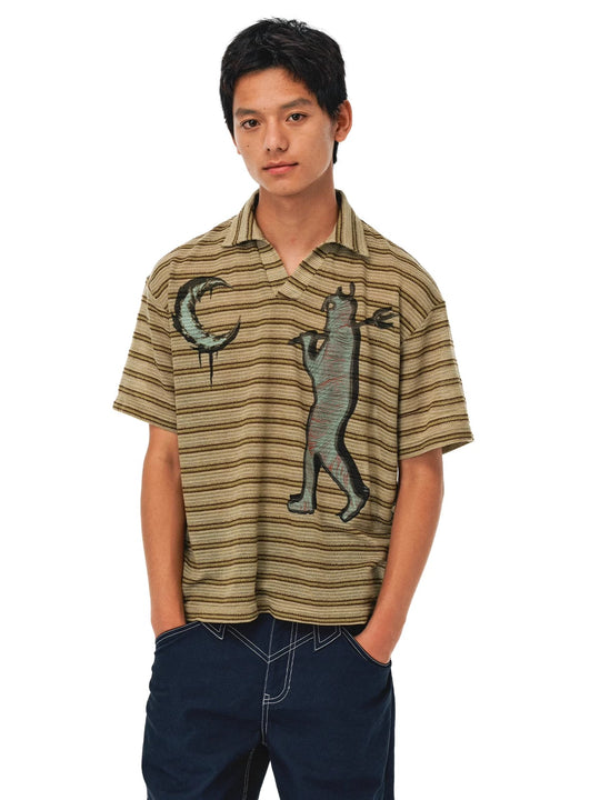 EVILKNIGHT(EK) Striped Graffiti Print Polo | Face 3 Face