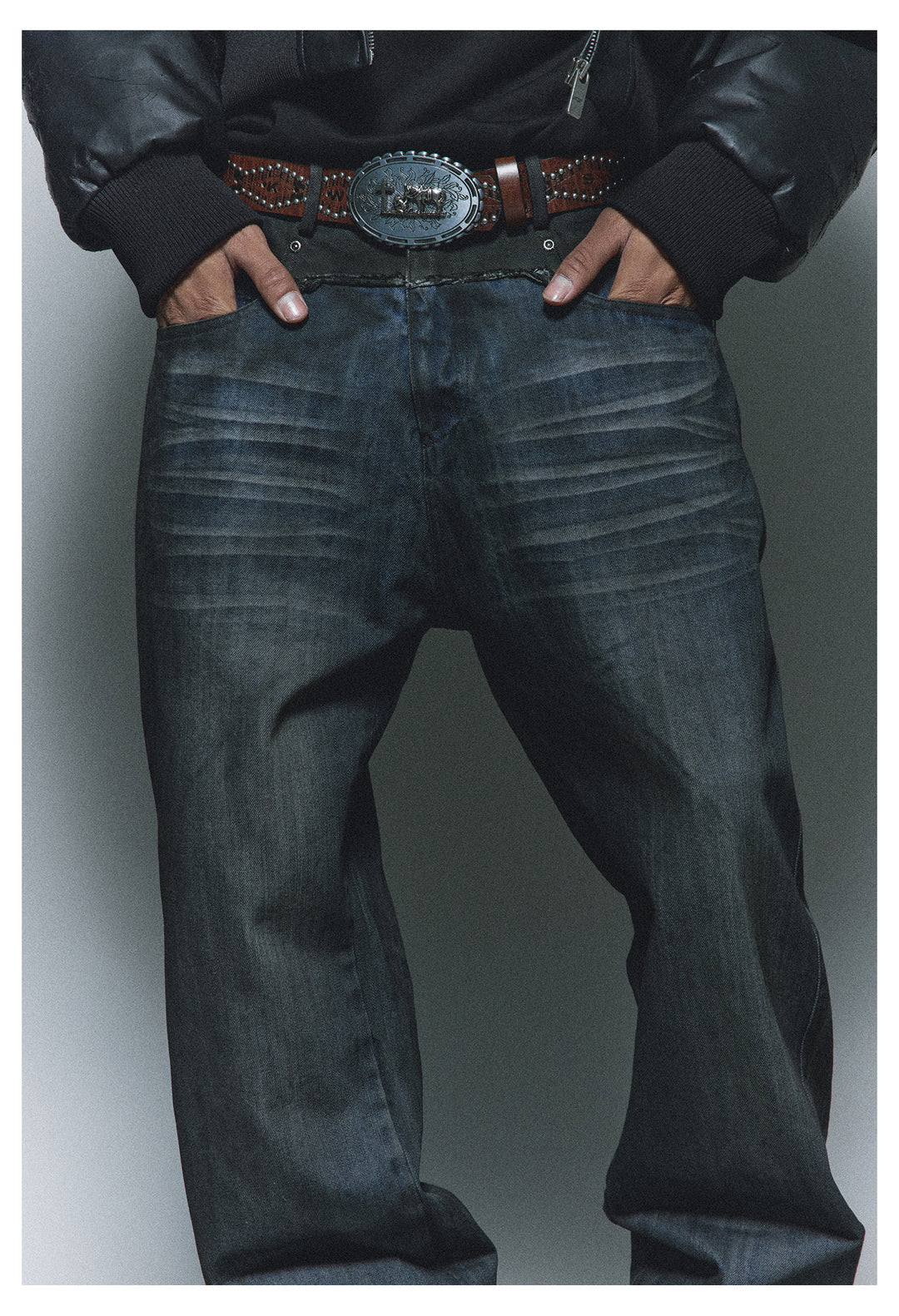 ANTIDOTE Dirty Blue Destroyed Studded Bootcut Jeans | Face 3 Face