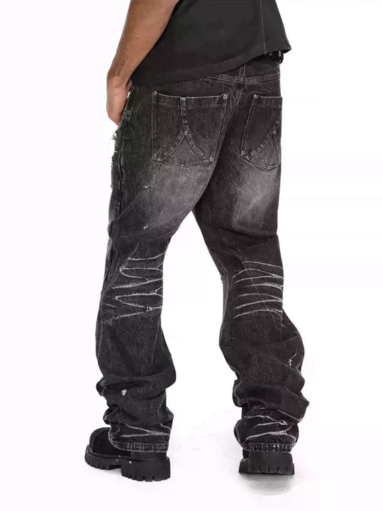 ANTIDOTE Irregular Torn Hole Washed Flared Jeans | Face 3 Face