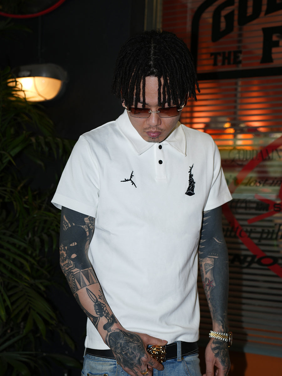TGFCLUB Statue of Liberty Embroidery Slim Fit Polo | Face 3 Face