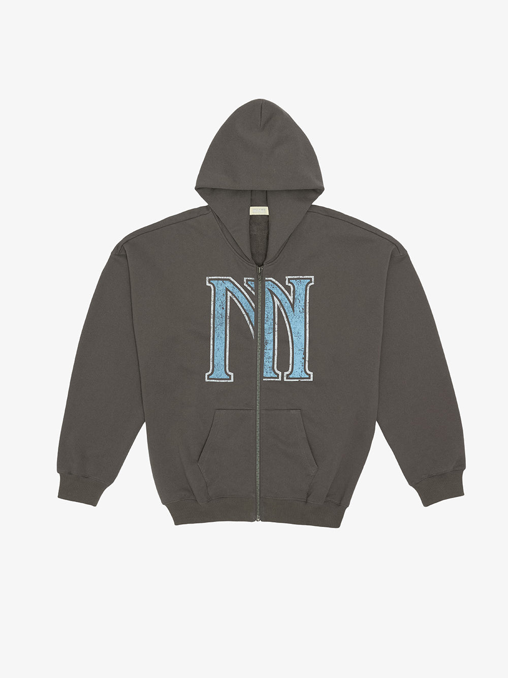 MHARF Gray Vintage Print Zip-Up Hoodie | Face 3 Face