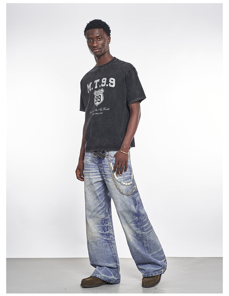 F3F Select 3D Chain Print Washed Jeans | Face 3 Face