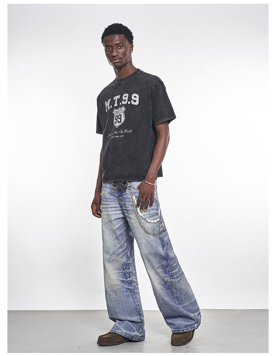 F3F Select 3D Chain Print Washed Jeans | Face 3 Face