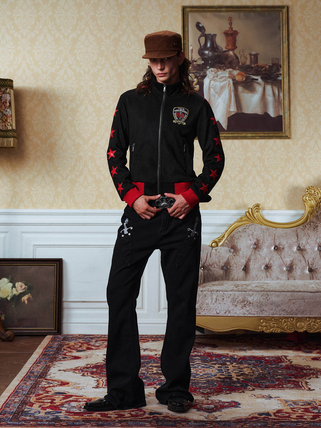 YADcrew Star Patch Sleeve Track Jacket | Face 3 Face