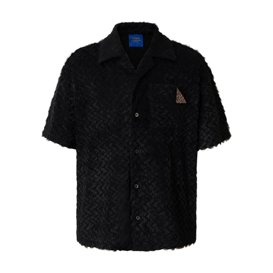 YADcrew Wavy Stripe Fuzzy Short Sleeve Shirt | Face 3 Face