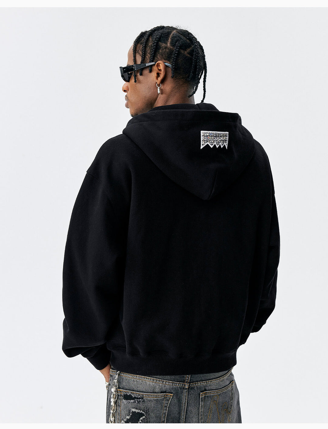 MEDM Pearl Logo Embellished Zip Up Hoodie | Face 3 Face