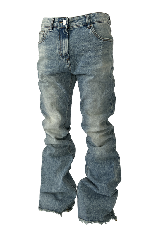 KARMANISTIC Cutoff Washed Flared Jeans | Face 3 Face