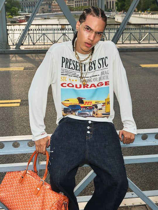 STEEPC Vintage Photo Print Long Sleeve Tee | Face 3 Face