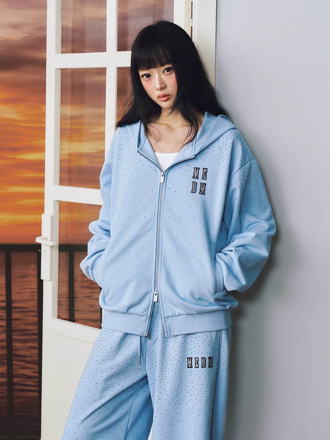 MEDM Starry Sky Rhinestone Zip Up Hoodie | Face 3 Face