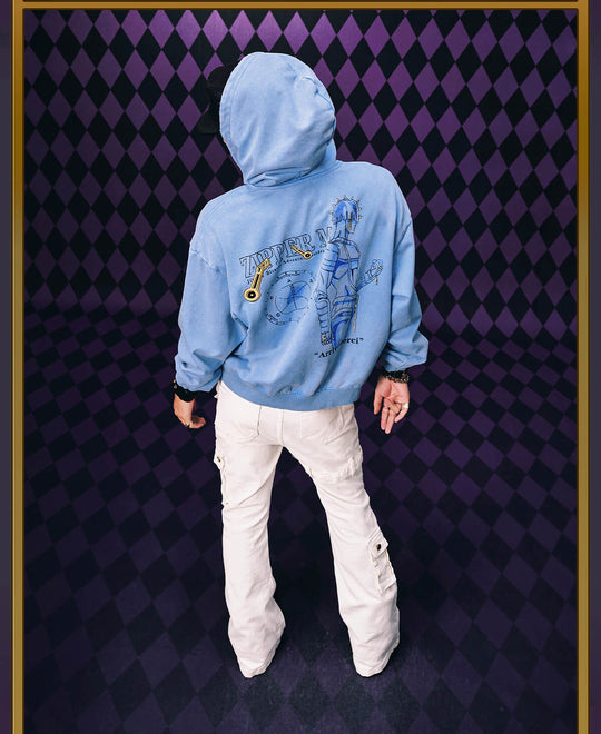 MEDM × JOJO Washed Graphic Print Zip Up Hoodie | Face 3 Face