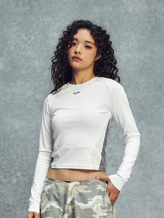 1807 Sports Patchwork Cropped Long Sleeve Tee | Face 3 Face