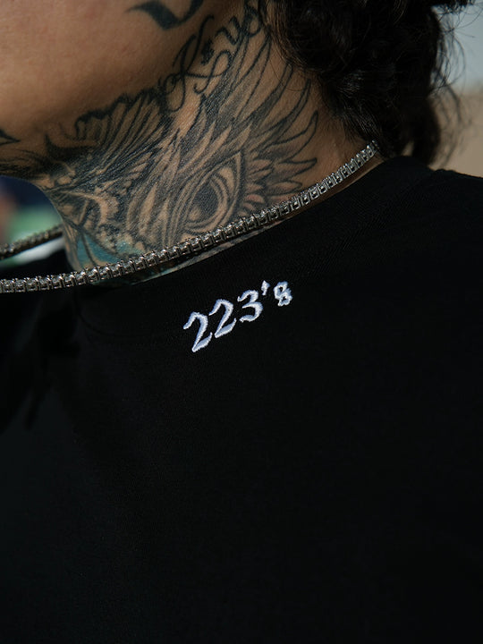 TGFCLUB 223 Neck Embroidered Stretch Slim Tee | Face 3 Face