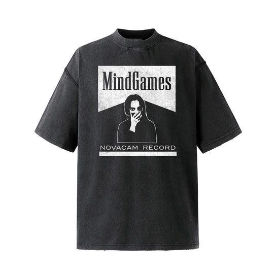 NOVACAM MindGames Vintage Print Washed Backstitch Tee | Face 3 Face