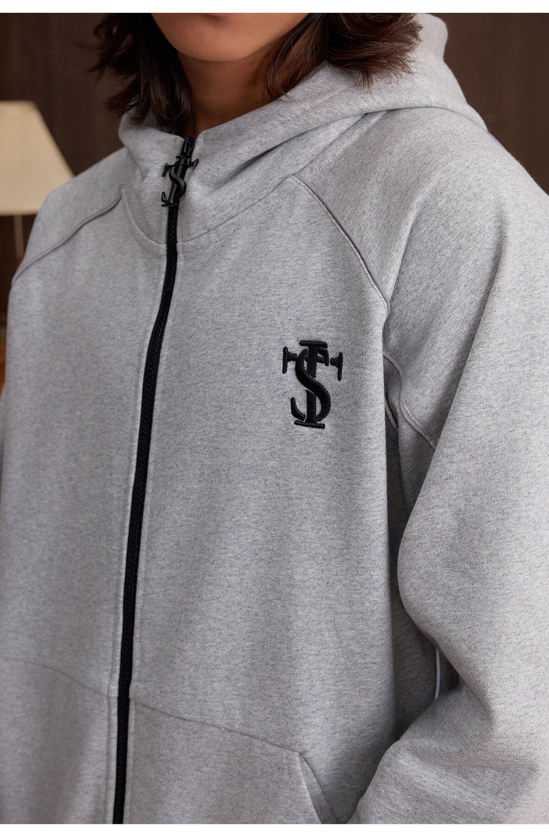 Small Town Kid Reflective Accent Line Zip Up Hoodie | Face 3 Face