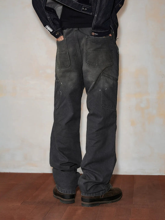 MEDM Double Knee Broken Hole Washed Painter Pants | Face 3 Face