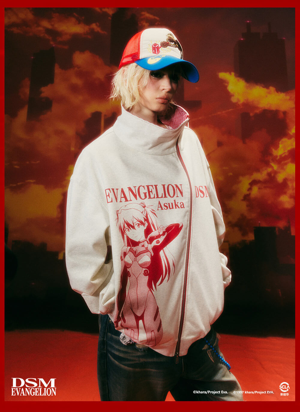 DSM x EVA Character Graphic Slanted Zip Sweatshirt | Face 3 Face