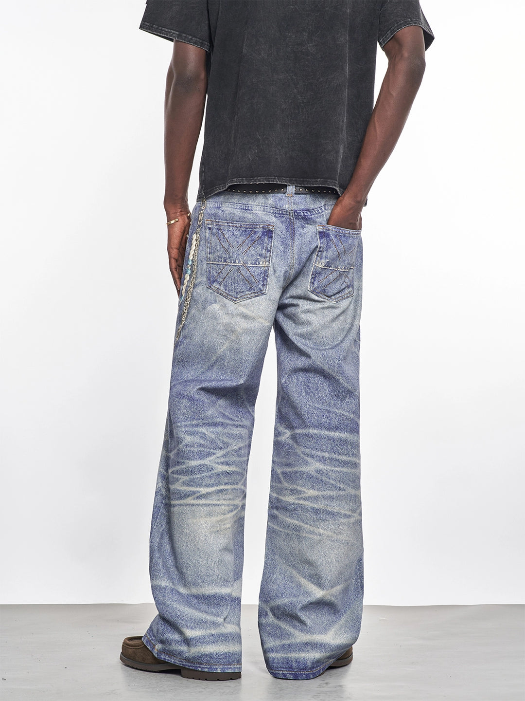 F3F Select 3D Chain Print Washed Jeans | Face 3 Face
