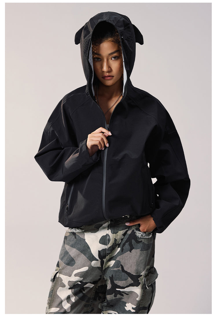 Remedy Devil Horn Hooded Windbreaker Jacket | Face 3 Face