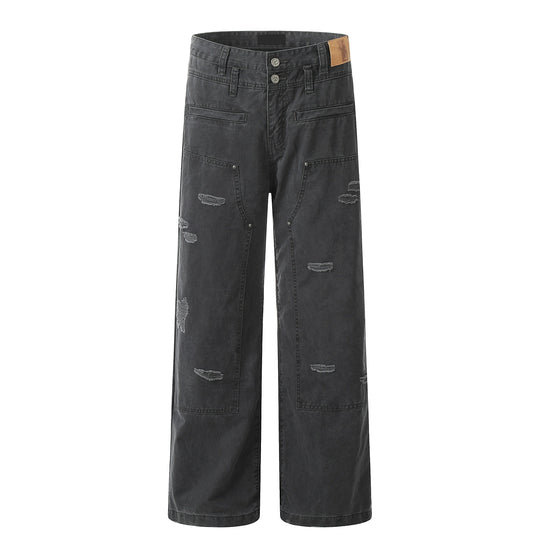 F3F Select Destroyed Double Knee Gray Baggy Jeans | Face 3 Face