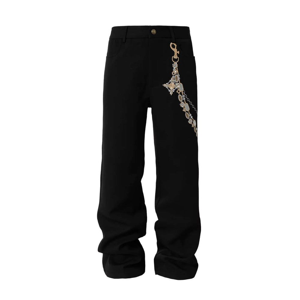 YADcrew Chain Embroidered Western Pants