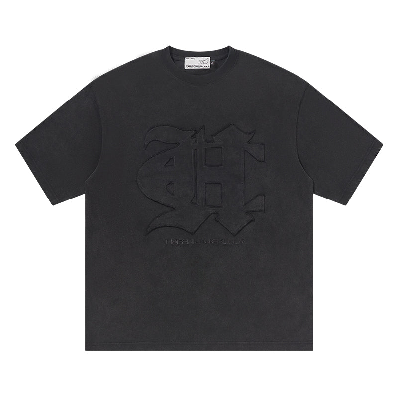 Harsh and Cruel 3D Gothic Embroidery Washed Tee