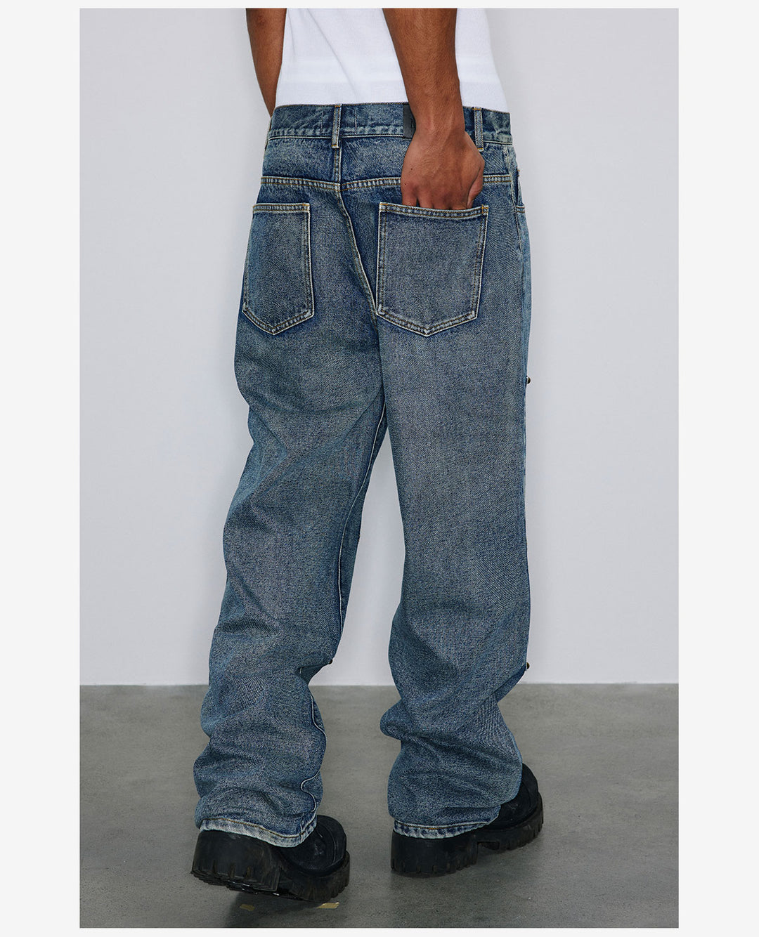 NOVACAM Vintage Washed Double Knee Jeans | Face 3 Face