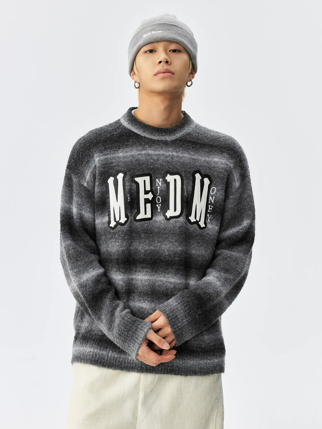 MEDM Logo Patch Rainbow Gradient Knit Sweater | Face 3 Face