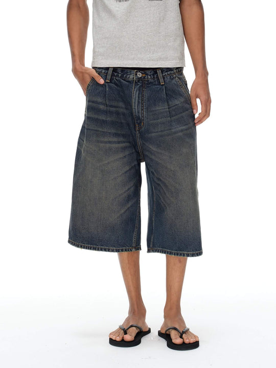 EXITMODE BY BLIND NO PLAN Pleated Washed Denim Shorts | Face 3 Face
