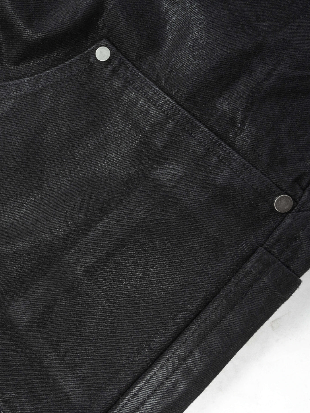 ANTIDOTE Wax Finish Studded Distressed Double Knee Denim Pants | Face 3 Face
