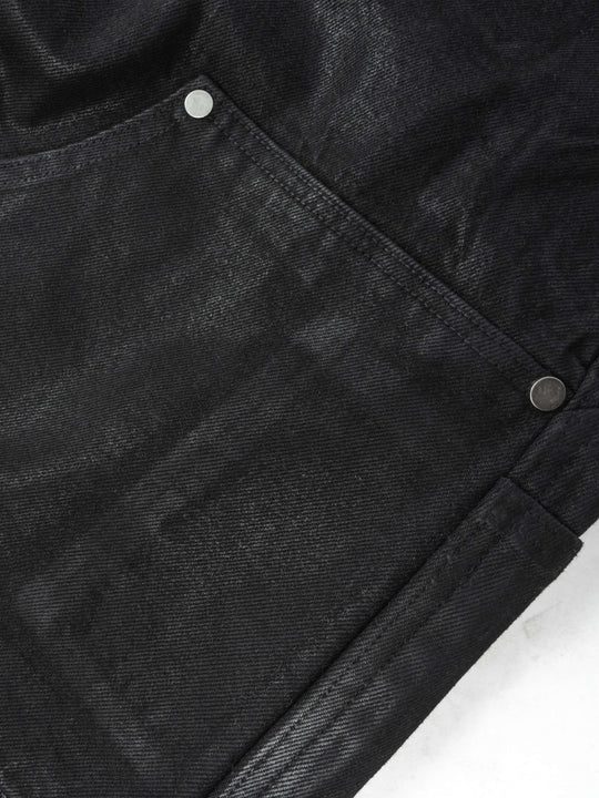 ANTIDOTE Wax Finish Studded Distressed Double Knee Denim Pants | Face 3 Face