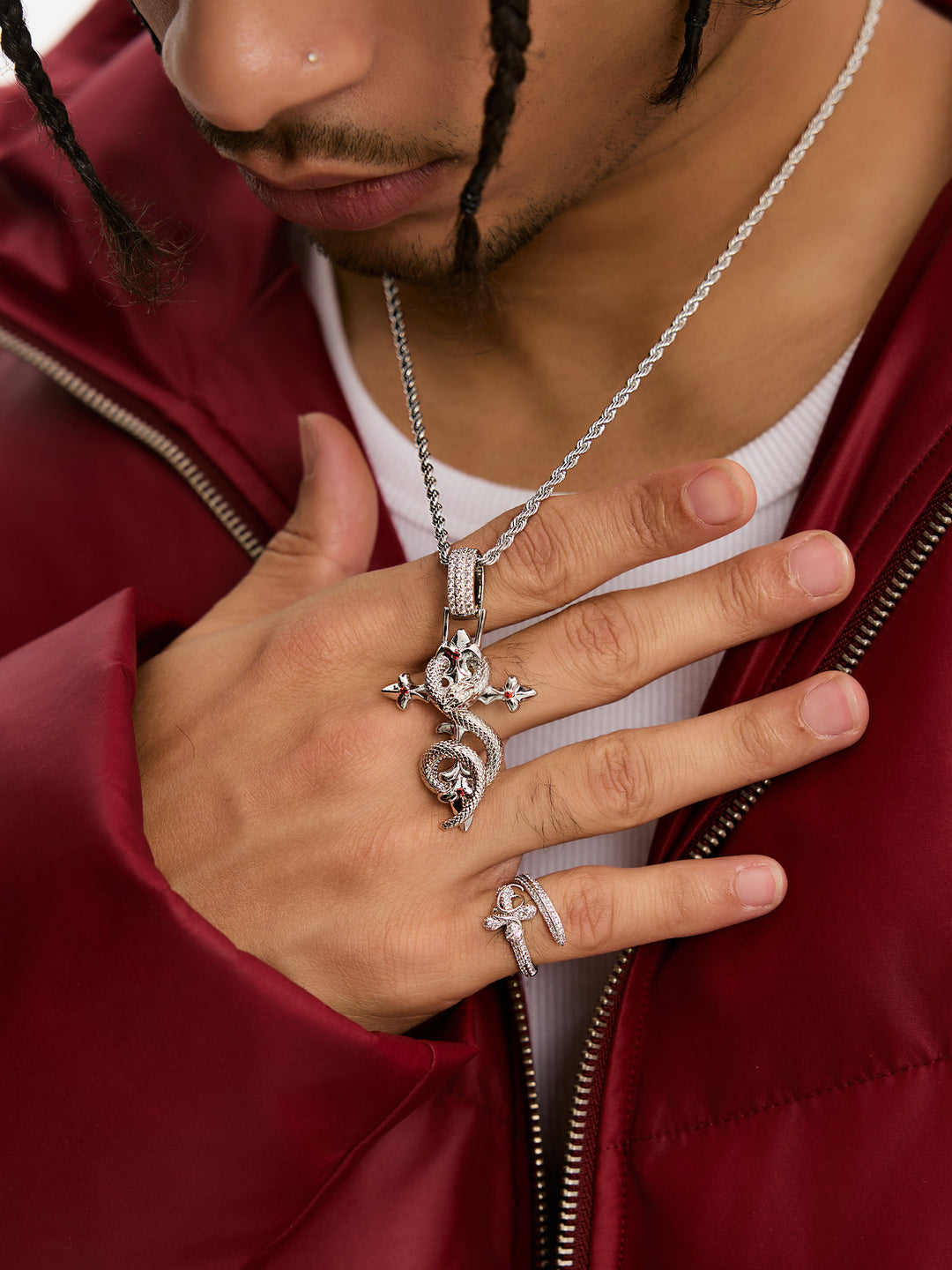 Small Town Kid Snake Pendant Cross Necklace | Face 3 Face