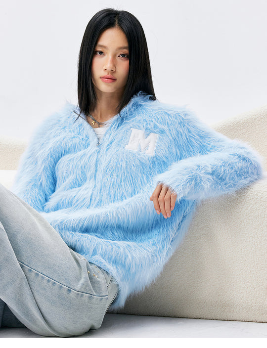 MEDM Mohair Hooded Zip Up Jacket | Face 3 Face