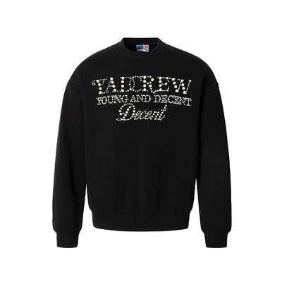 YADcrew Pearl Beadwork Text Typography Sweatshirt | Face 3 Face