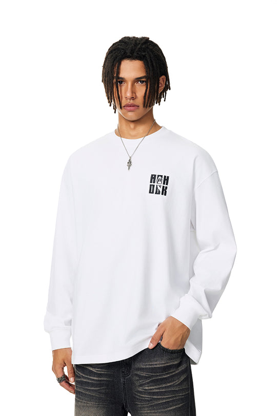 Achock Letter Logo Embroidered Long Sleeve Tee | Face 3 Face
