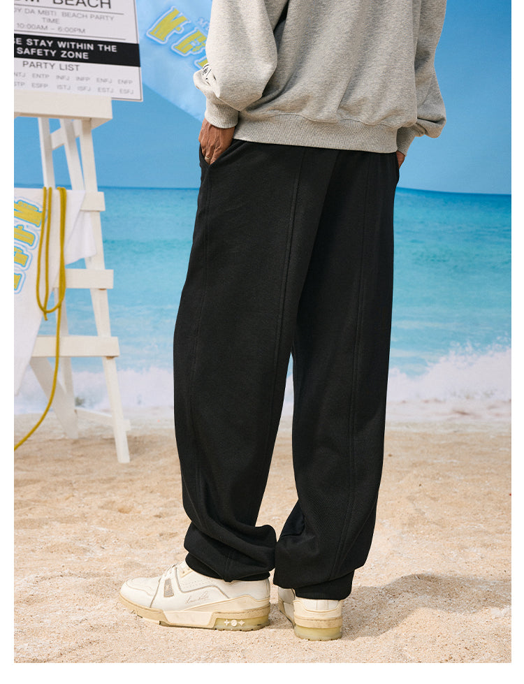 MEDM Stitched Pattern Embroidered Logo Sweatpants | Face 3 Face