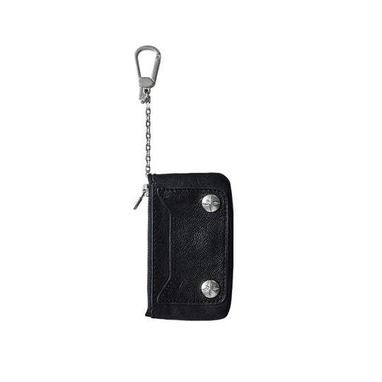 Remedy Metal Studded Keychain Coin Card Zipper Leather Wallet | Face 3 Face